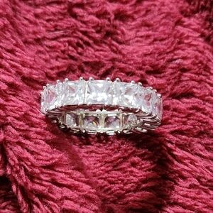 Elegant Sterling Silver Princess Cut Cz Full Band Eternity Ring